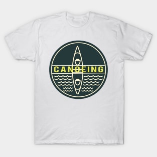 Minimalist Retro Vintage Canoeing Illustration T-Shirt